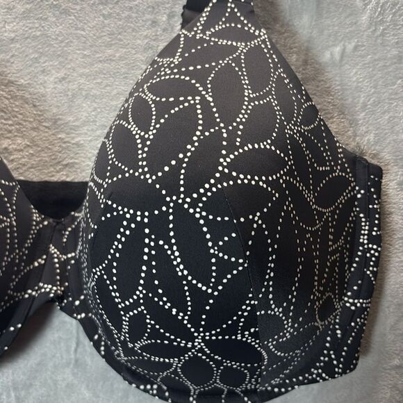 NWT New Ambrielle Everyday Full Coverage White Black Floral Dots Size 44G - Picture 2 of 8